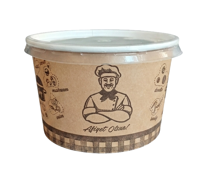 16 Oz Kapaklı Çorba Kasesi Kraft 500'lü